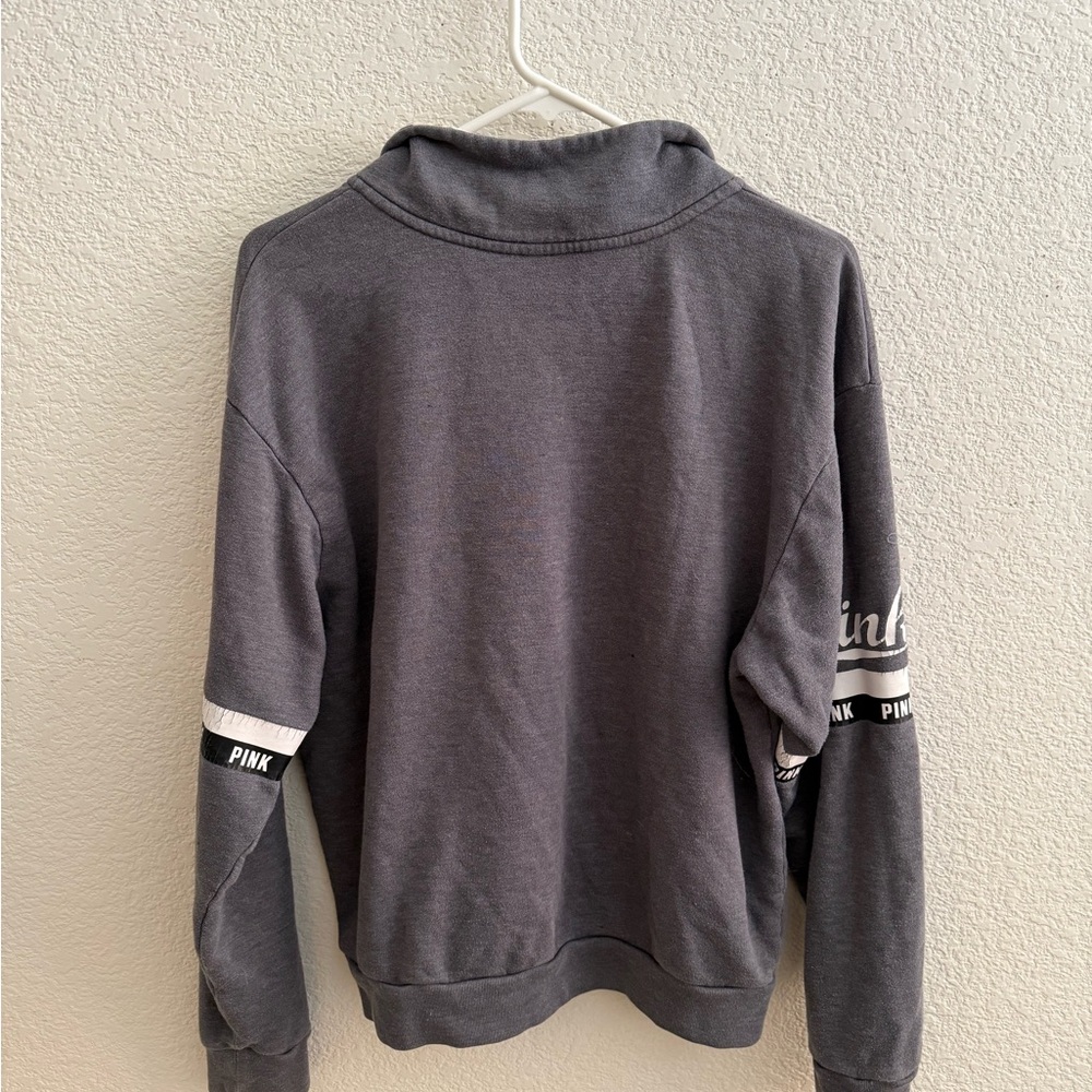 PINK Victoria's Secret Gray Sweatshirt with Leopard Print - Picture 2 of 3